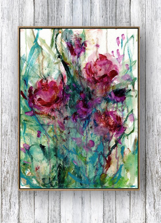 Floral Lullaby 36 - Flower Oil Painting by Kathy Morton Stanion