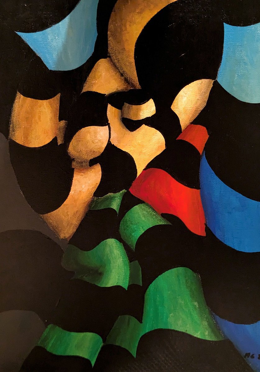 Geometric Abstract Acrylic Painting By Massimo Castronuovo, 12 X 16", Untitled, Original Artwork