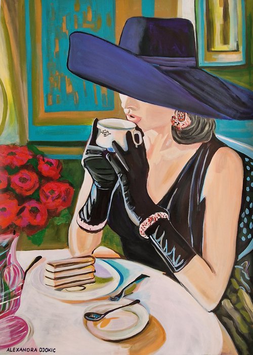 Lady with hat / 101 x 72 cm by Alexandra Djokic