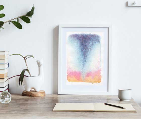 Abstract watercolor and colored pencils whirlwind illustration