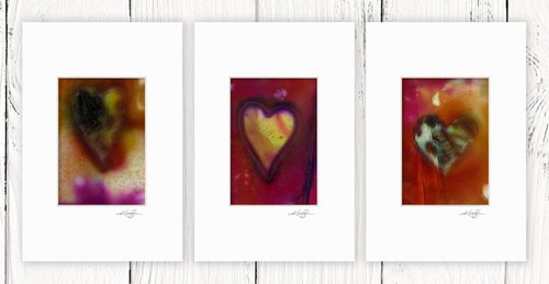 Heart Collection 11 - 3 Small Matted paintings by Kathy Morton Stanion by Kathy Morton Stanion