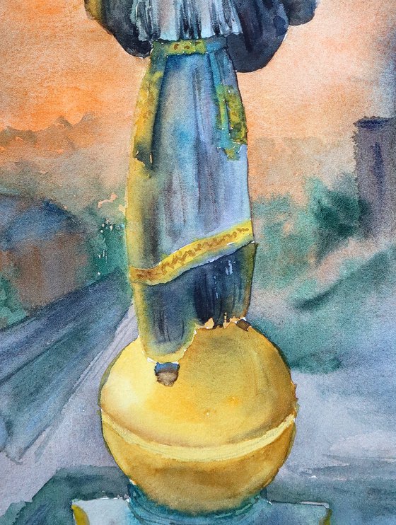 Freedom of Ukraine in Watercolor - Independence Monument