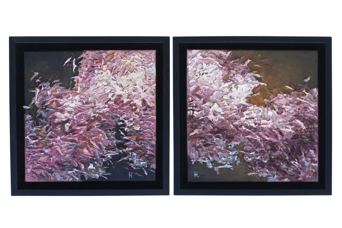 Organic Botanical Oil Painting By Olena Horhol, 17 X 9", Flowering 99, Original Artwork