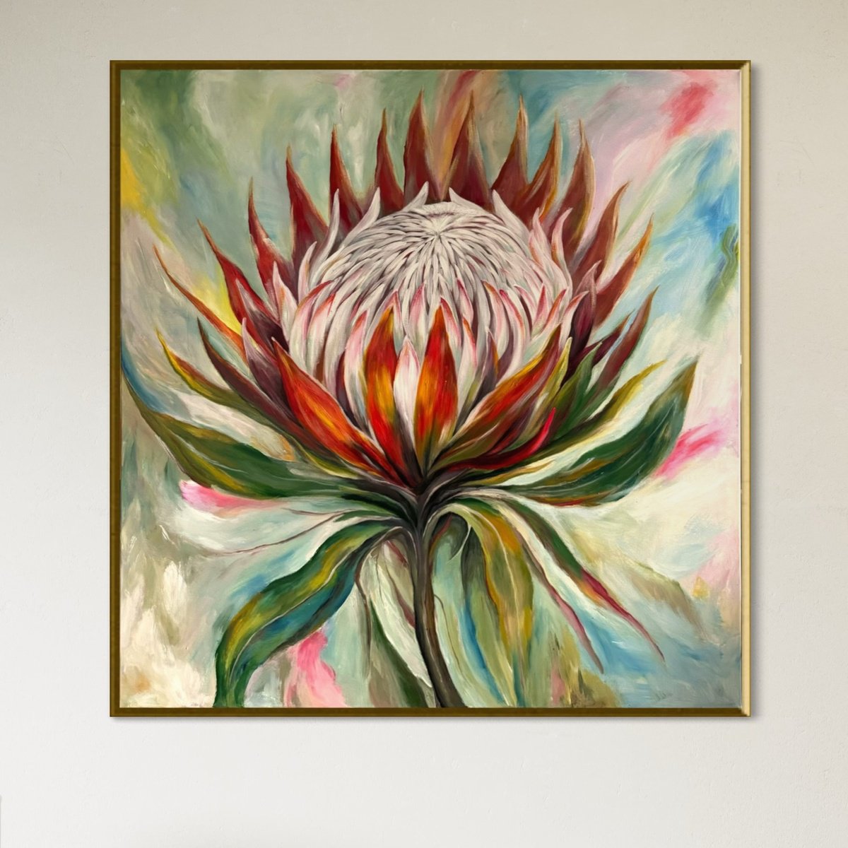 - Flame Of Life – King Protea” By Yulia Pristupa, 39 X 39, Artwork For Sale On Artfinder