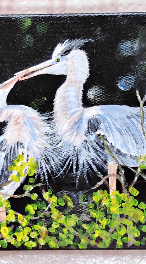 BLUE HERONS IN LOVE by MARJANSART