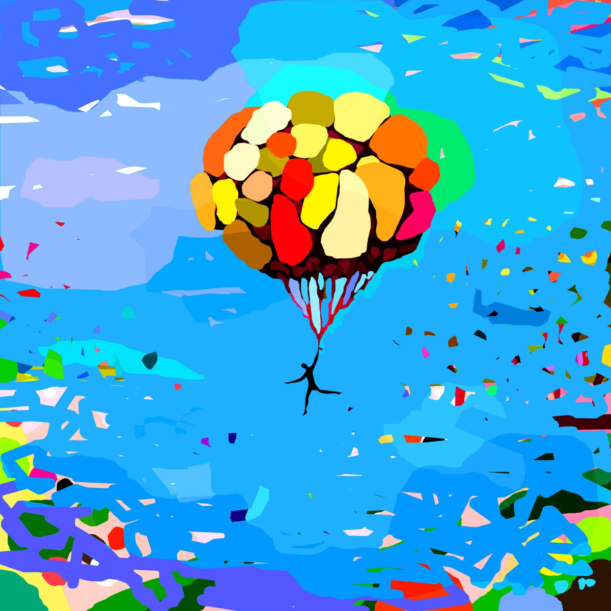The Balloon of the Good Retirement Park (pop art, skyscape) by Alejos - Pop Art landscapes