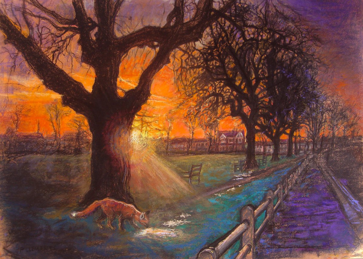 Sunset with Fox on the Green by Patricia Clements