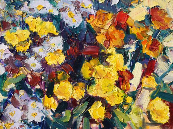 Autumn Flowers 60X85 cm, original oil painting, by Dima Braga