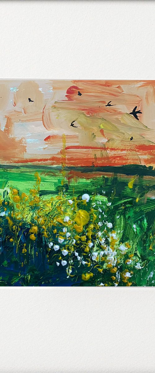 Seasons - High Summer Swallows over Fields by Teresa Tanner