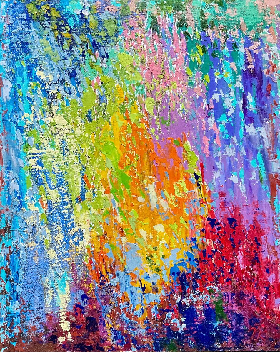 Organic Abstract Oil Painting By Vera Klimova, 16 X 20", The Arrival Of Spring, Original Artwork