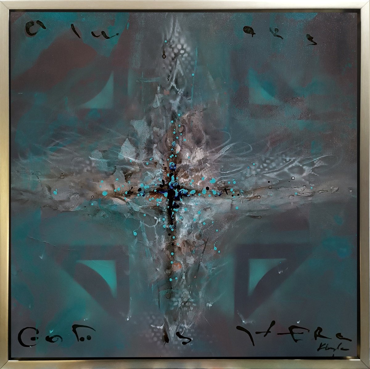 Expressive Abstract Painting By Kloska Ovidiu, 26 X 26", Threshold Of Invisible, Original Artwork