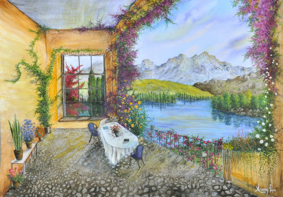 A porch with a lake view by Asuman Tepe