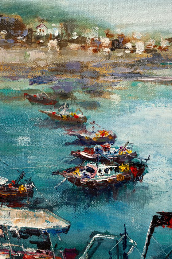 "Yachts in the harbor", seascape