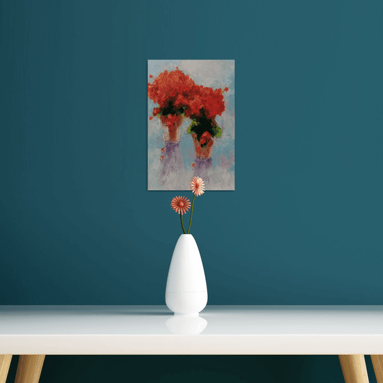 Still life with red flowers