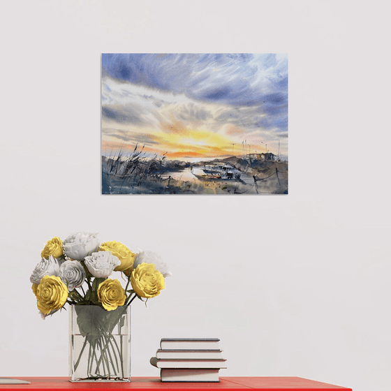 Boats on the pier Sunset #4