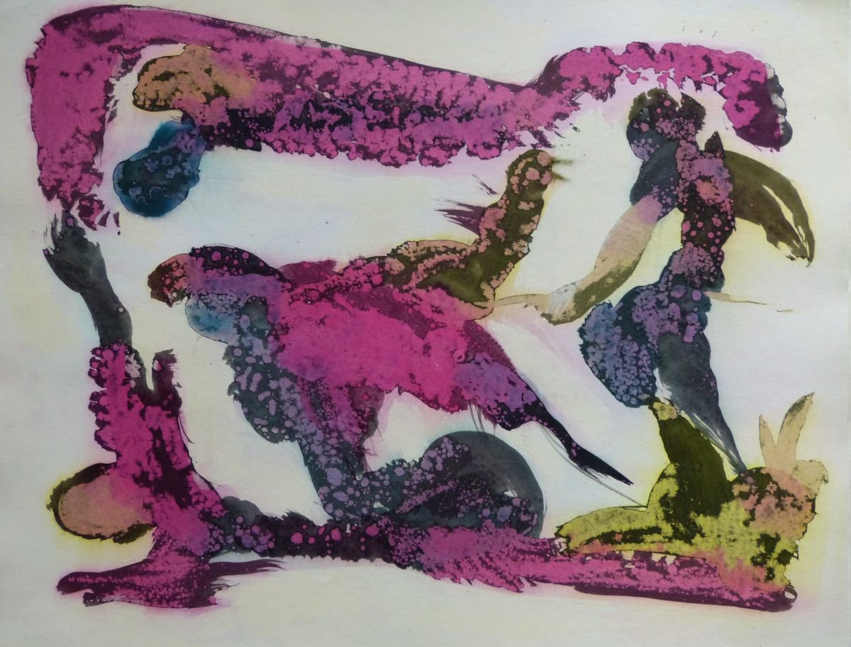 Abstract Animal Ink Drawing By Frederic Belaubre, 26 X 20, Metadrawing 103, 65X50 Cm, Original Artwork