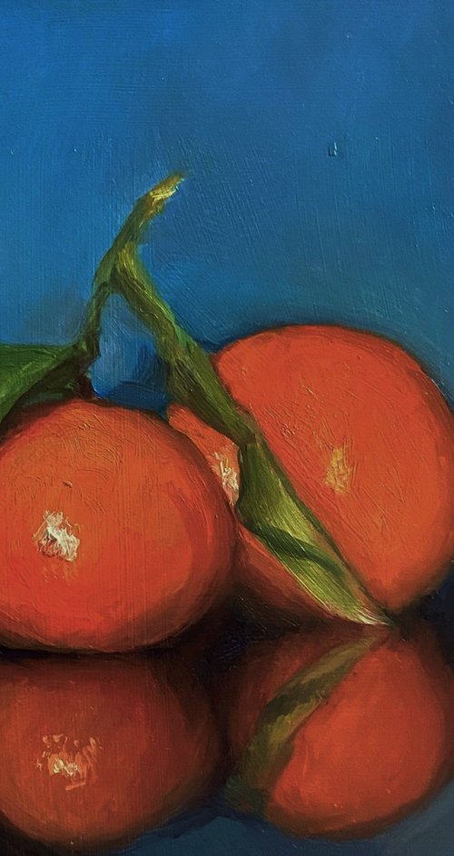 Leafy Oranges Still Life. by Jackie Smith