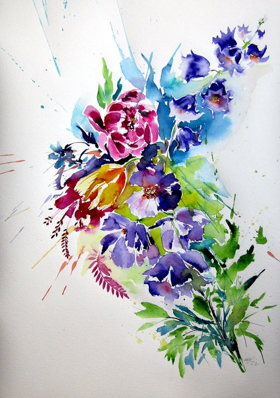 Colorful flowers /70 x 50 cm/