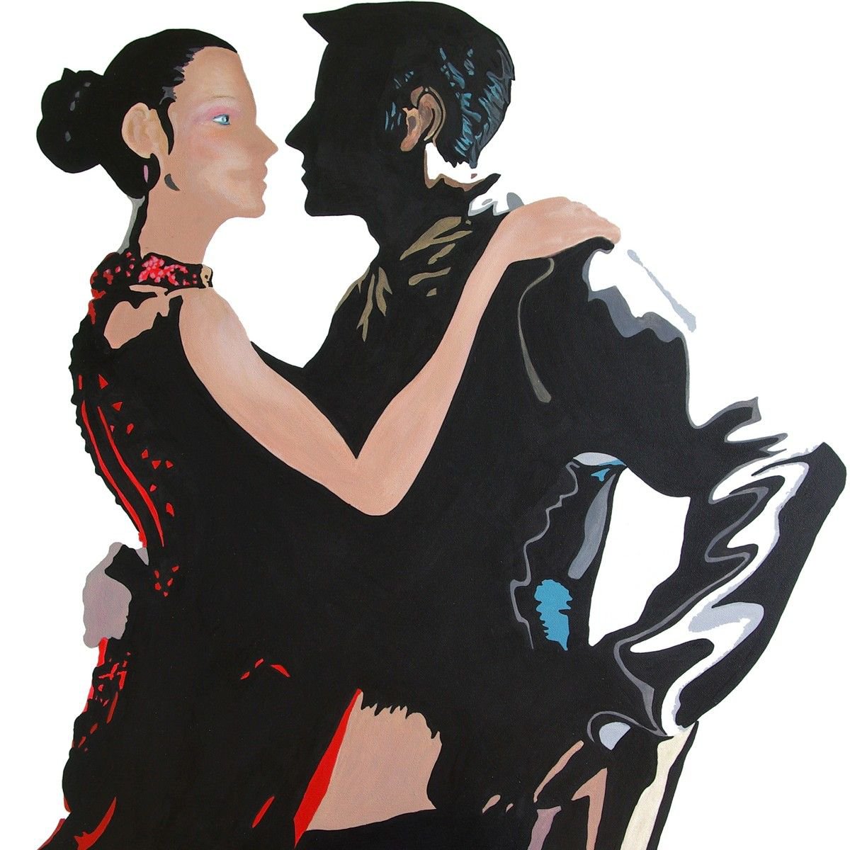 Tango dancers, modern ballroom dance couple by oconnart