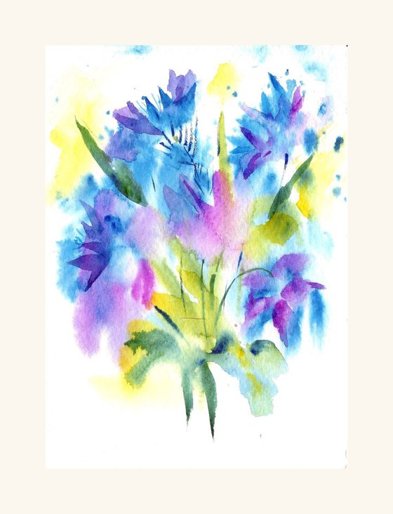 Blue Floral Abstract Artwork