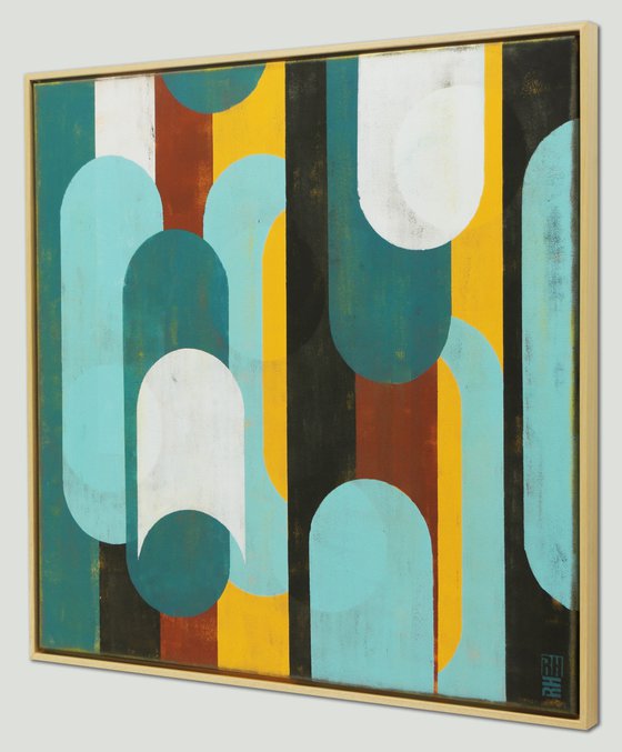 Traffic Brown and Yellow Square - Incl Frame - 85x85 cm - Pop Art Painting - Ronald Hunter 4N