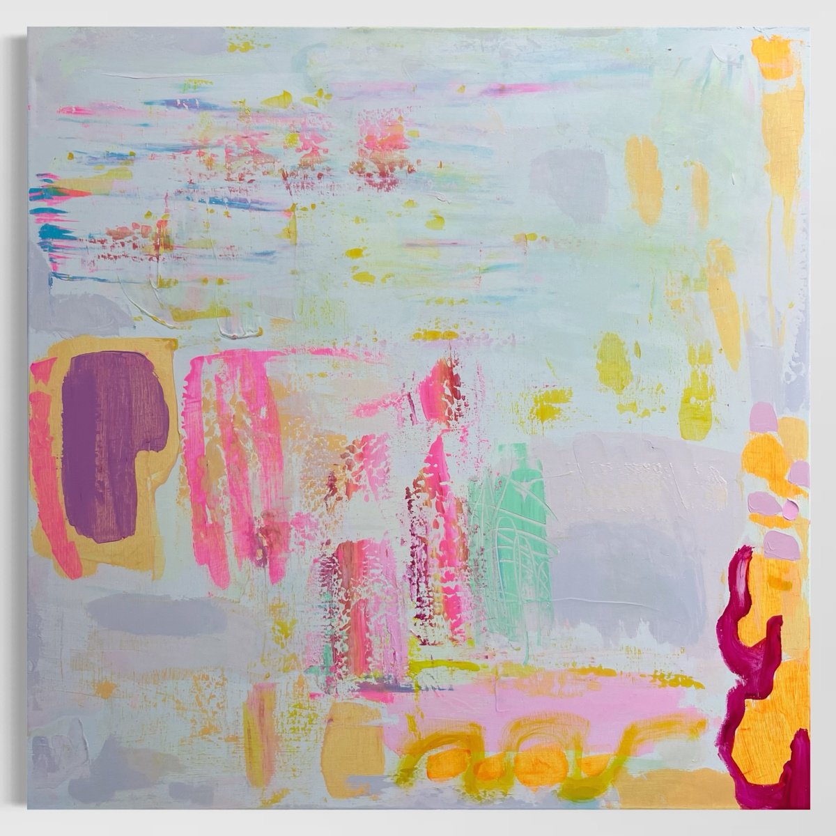 Organic Abstract Acrylic Painting By Kathryn Sillince, 31 X 31", 