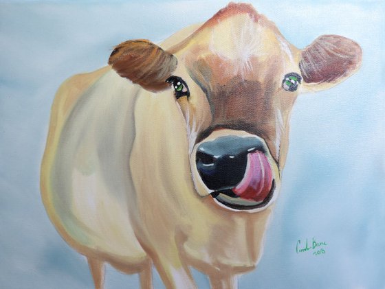 Cow painting moo oil on canvas
