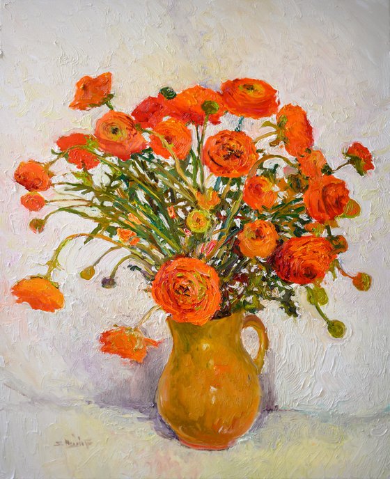 Orange Flowers in the Vase, Ranunculus