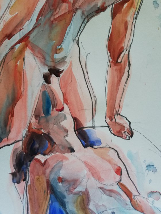 COMMISSION< Watercolour based on erotic sketch