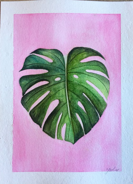Monstera leaf painting
