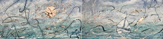 Fish Hook Seascape  (2 paintings)
