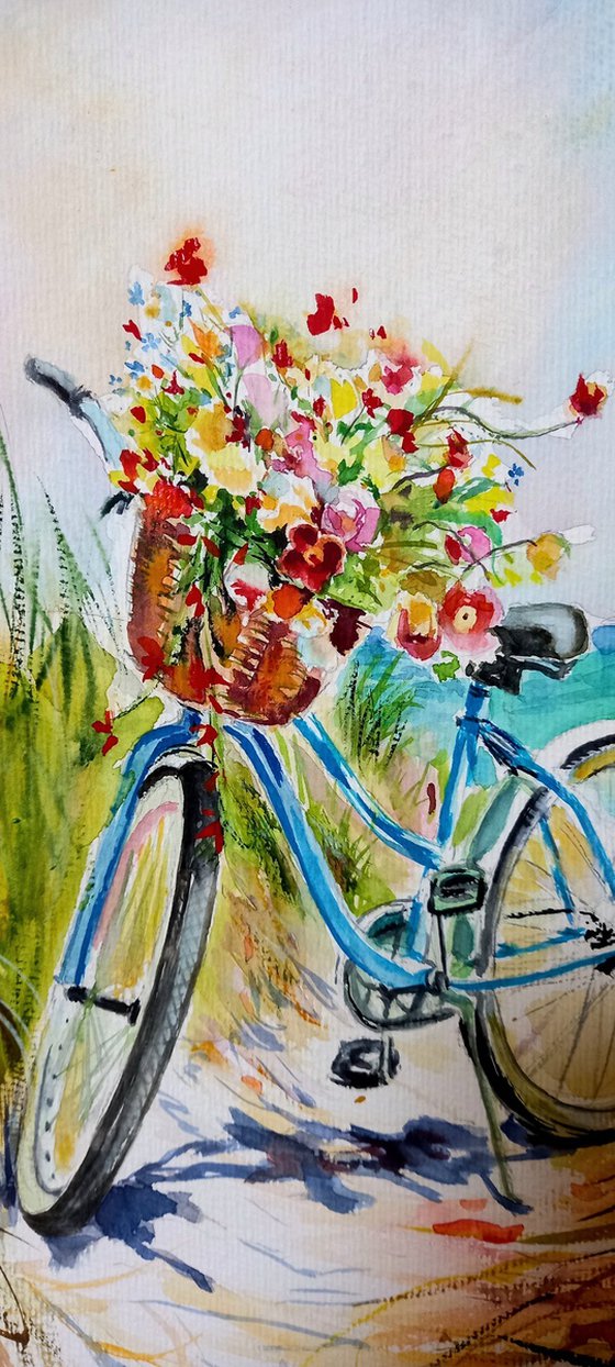 Colorful bouquet with bycicle