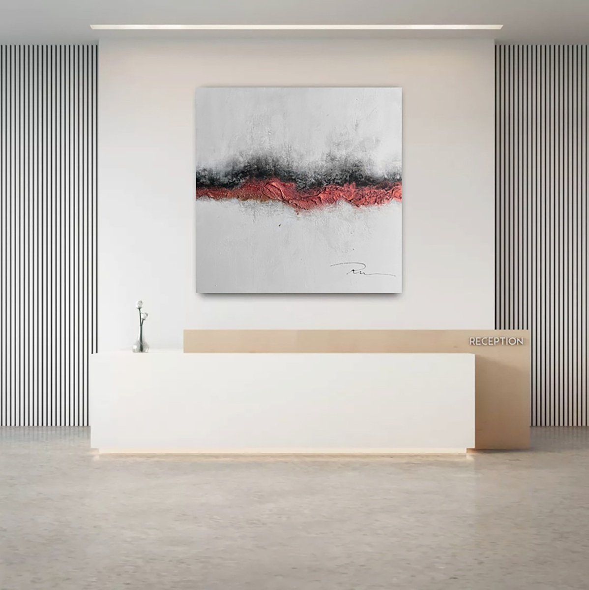 Abstract Acrylic Painting By Indie Ru, 39 X 39, Refined Copper Minimalism, Original Artwork