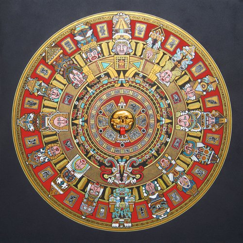 Aztec Sun Stone Mandala by Stefano Barbaresco