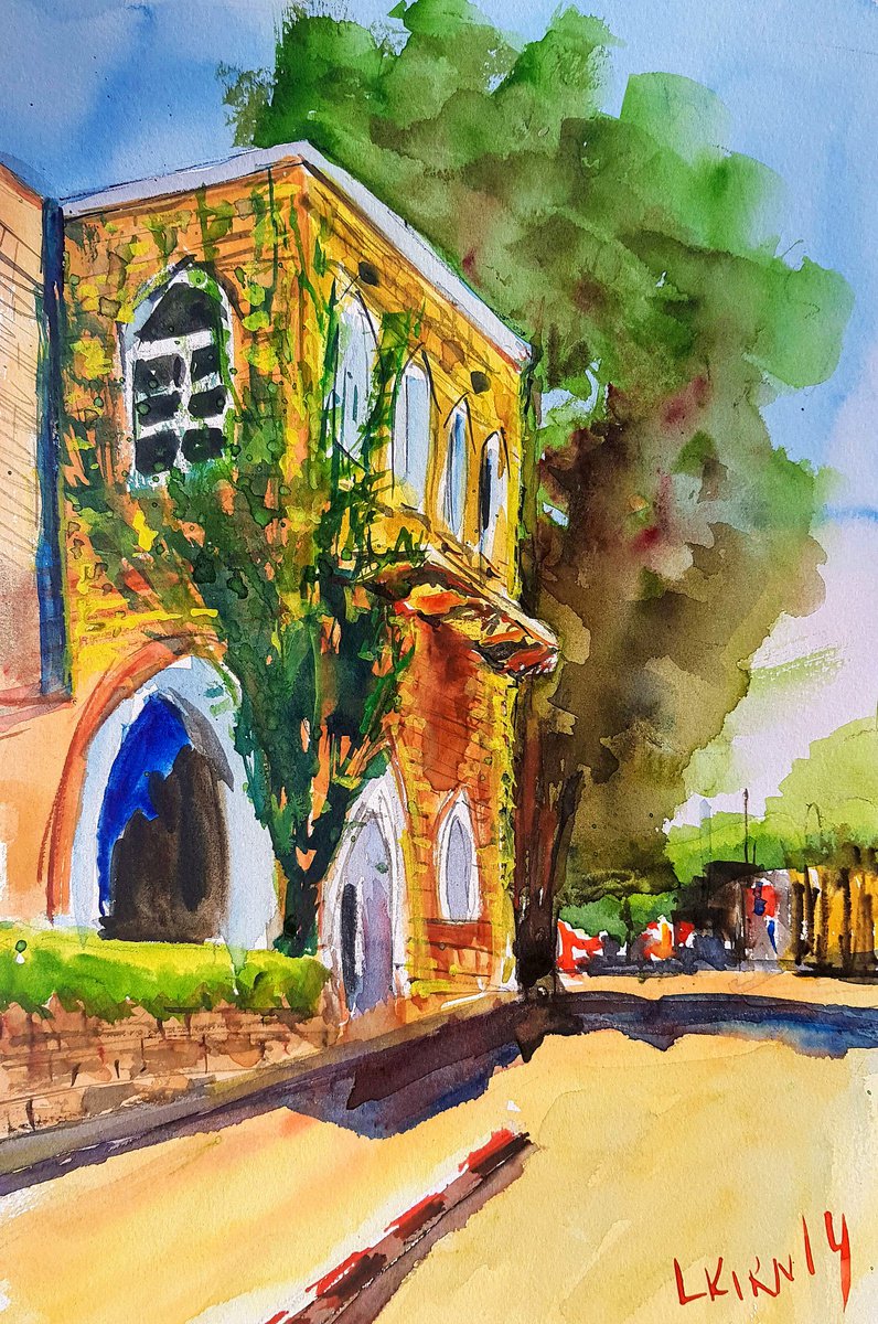 Impressionistic Cityscapes Watercolour By Leonid Kirnus, 9 X 14", The Old Arabian House, Original Artwork