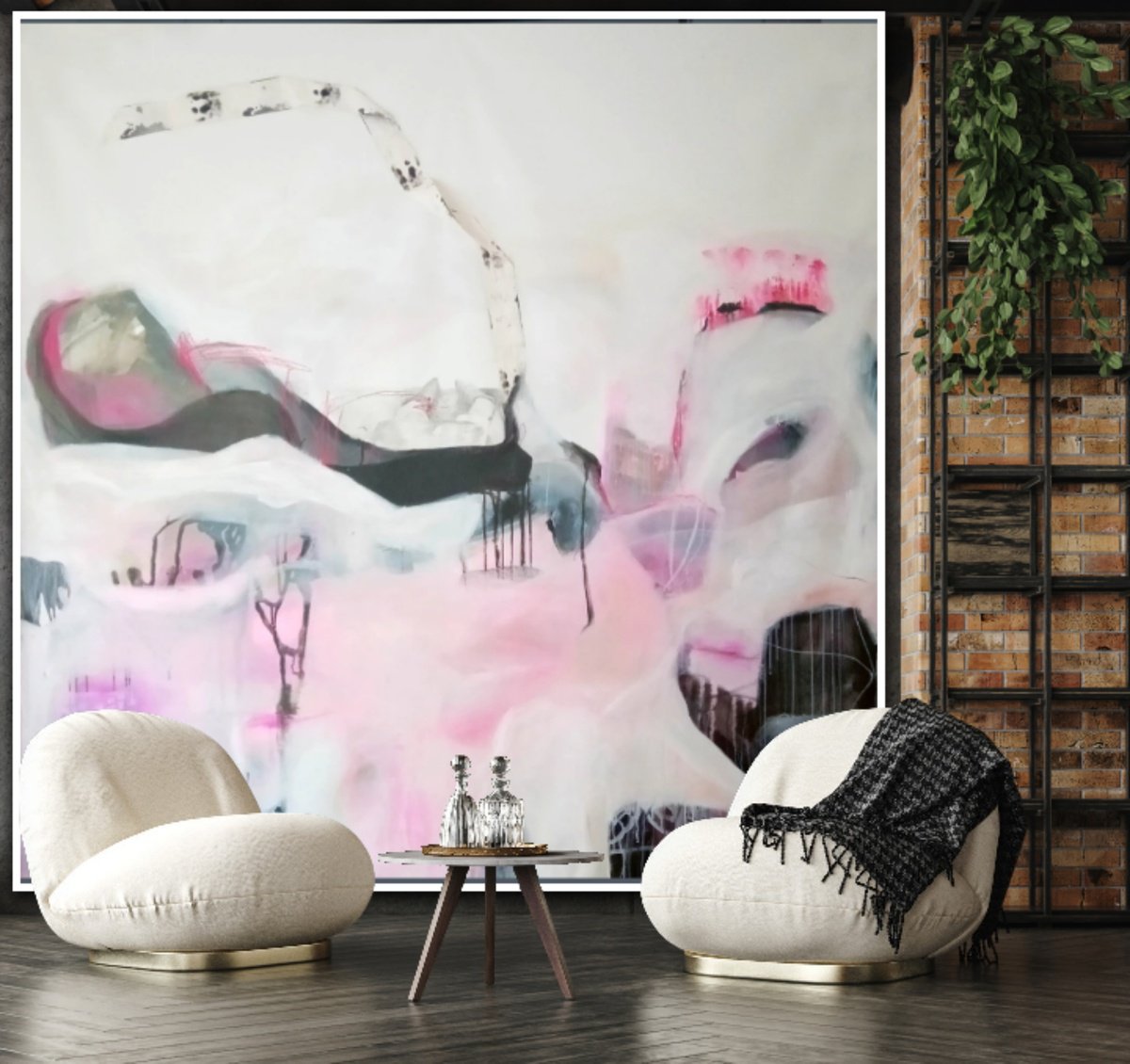 Abstract Portrait Acrylic Painting By Gugi Goo, 79 X 79, Narativa, Original Artwork