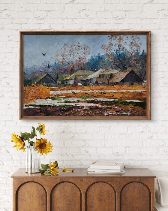 The first snow fell in the village