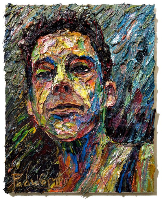 NO MORE TURNING BACK (cat. ref. m1001) - Original portrait abstract oil expressionism painting