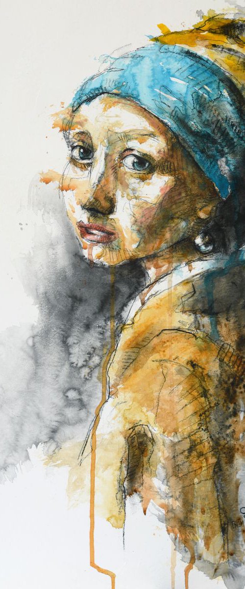 The Girl With A Pearl From Vermeer by Benedicte Gele