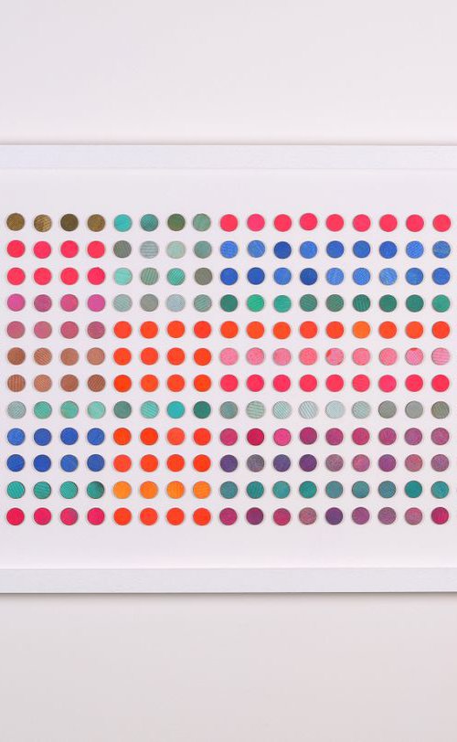 Grid Of Dots Orange and Blue by Amelia Coward