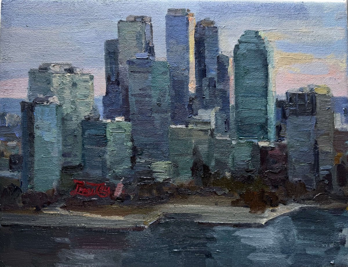 Impressionistic Cityscapes Oil Painting By Nataliia Nosyk, 14 X 11", Morning Hues, Original Artwork