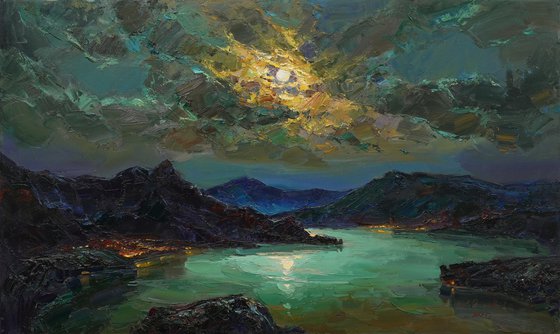 Night space over the bay