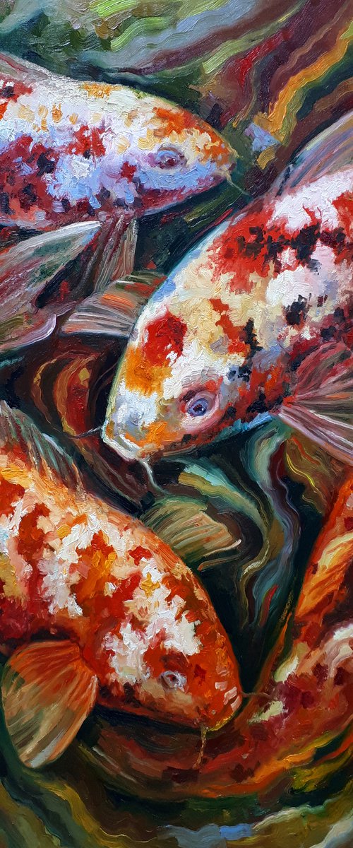 Koi in dark water by Serhii Voichenko