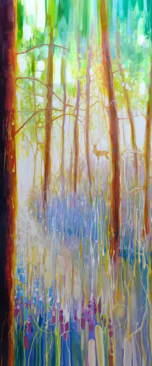 Bluebell Symphony - a very large oil painting of a Spring Woodland by Gill Bustamante