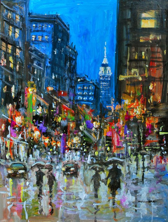 New York City in rain