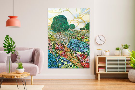 Garden with apple trees