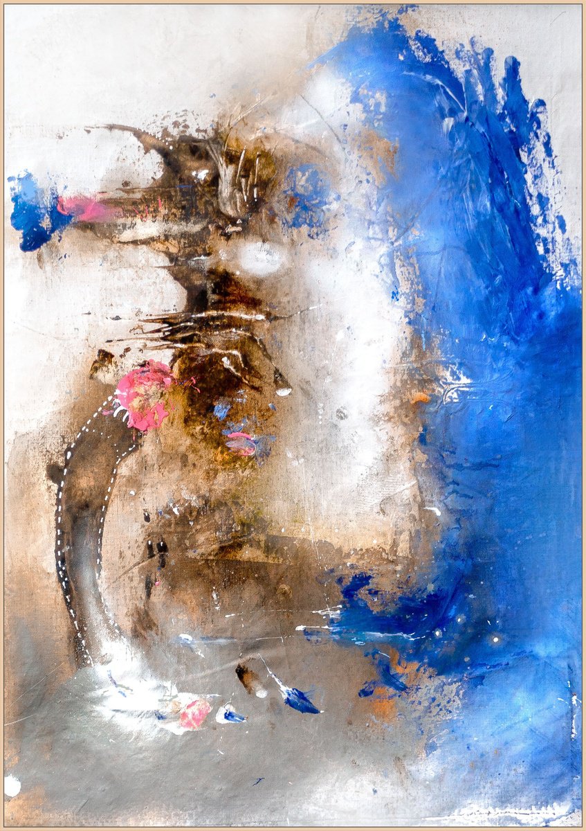 Organic Abstract Acrylic Painting By Adriano Ribeiro, 24 X 33, Pathos Iv, Original Artwork