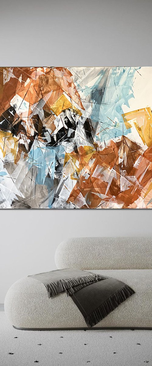 Orange, blue abstraction. by Tatiana Malinovscaia