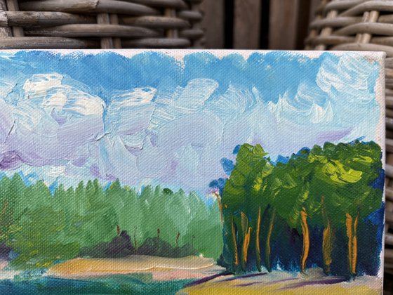 Lake in the forest. Pleinair