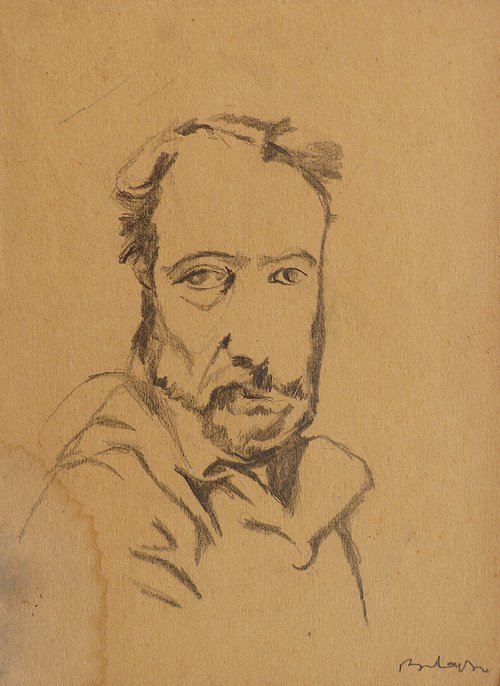 The pencil portrait after Nadar's photo, 21x29 cm by Frederic Belaubre